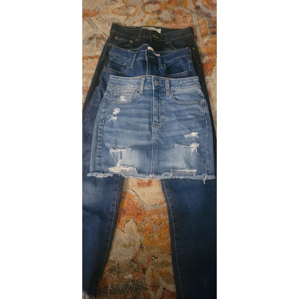 Lot 3 Pair Women's Jeans American Eagle Levi 26x25 Mom Jean Boyfriend Mid Rise